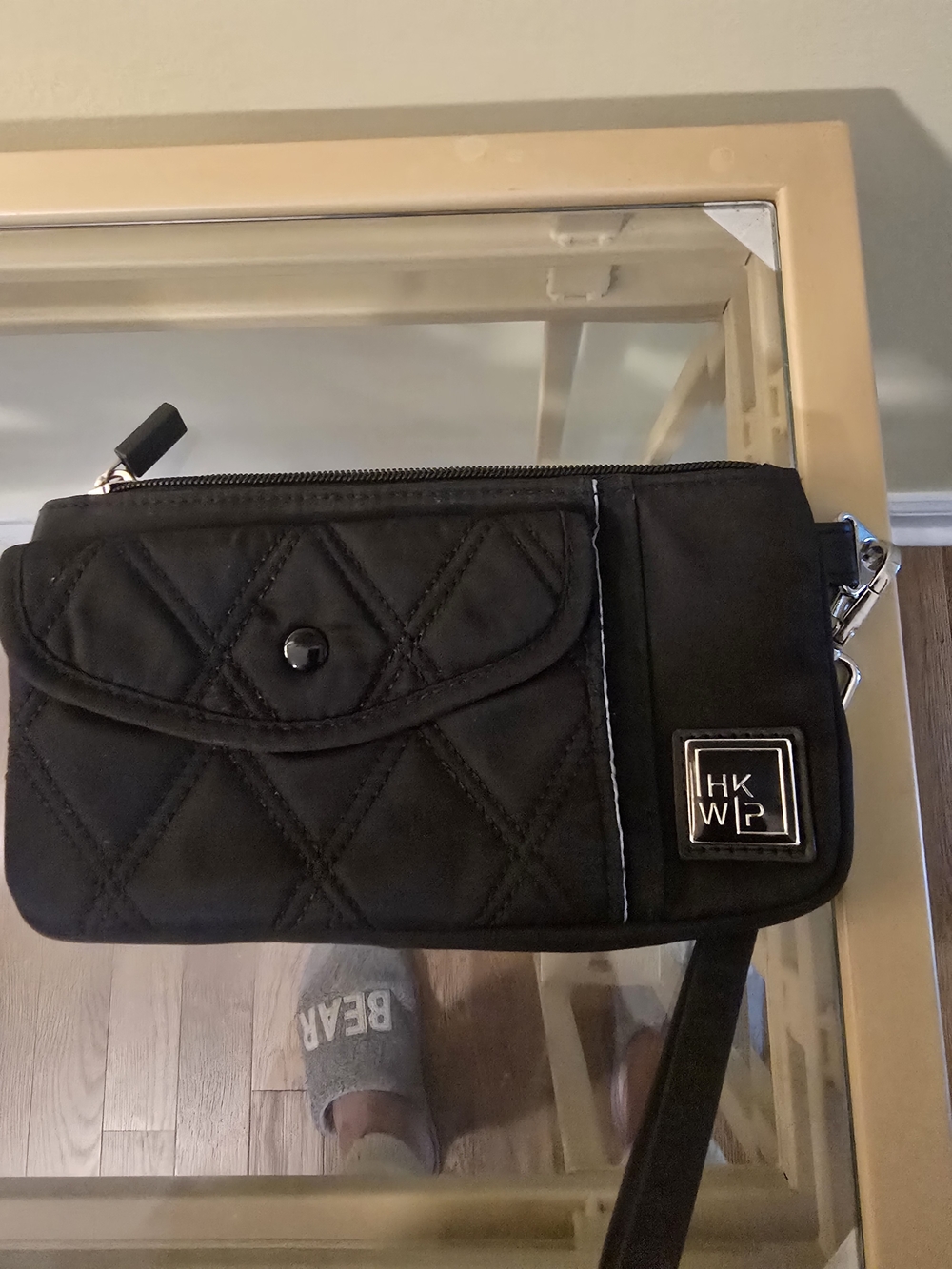 Black Quilted Wristlet Clutch